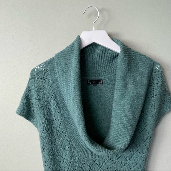 Long Greenish Blue Cowl Neck Sweater / Size M - Picture 5 of 6